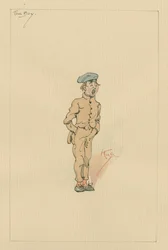 少年、1920年代（紙にトイレとペンとインク）